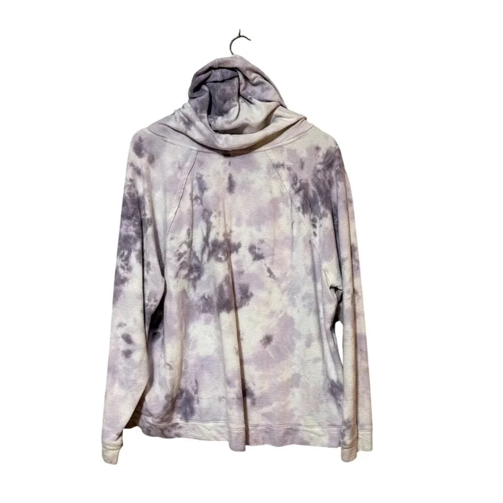 Maurices Tie-Dye Pullover Hoodie XXL Lavender & White Kangaroo Pocket Long Sleev - Picture 2 of 5